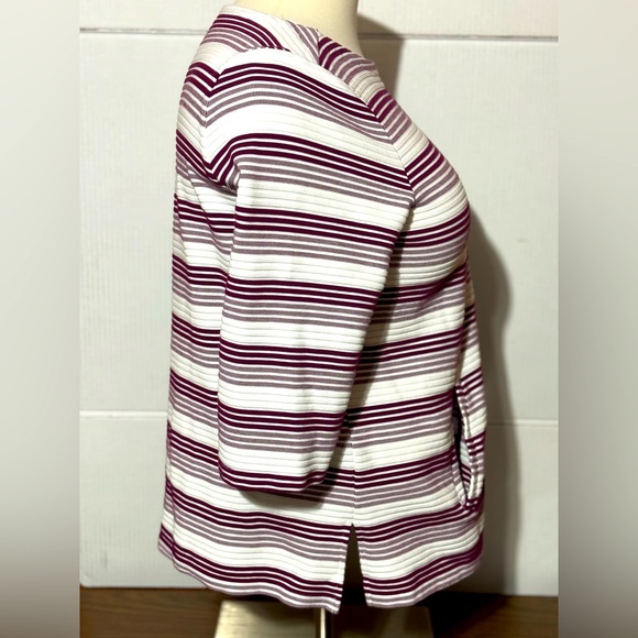 Liz Claiborne XXL Ladies pull on stripped top w/kangaroo pocket 28”L 22” p2p - Picture 5 of 9